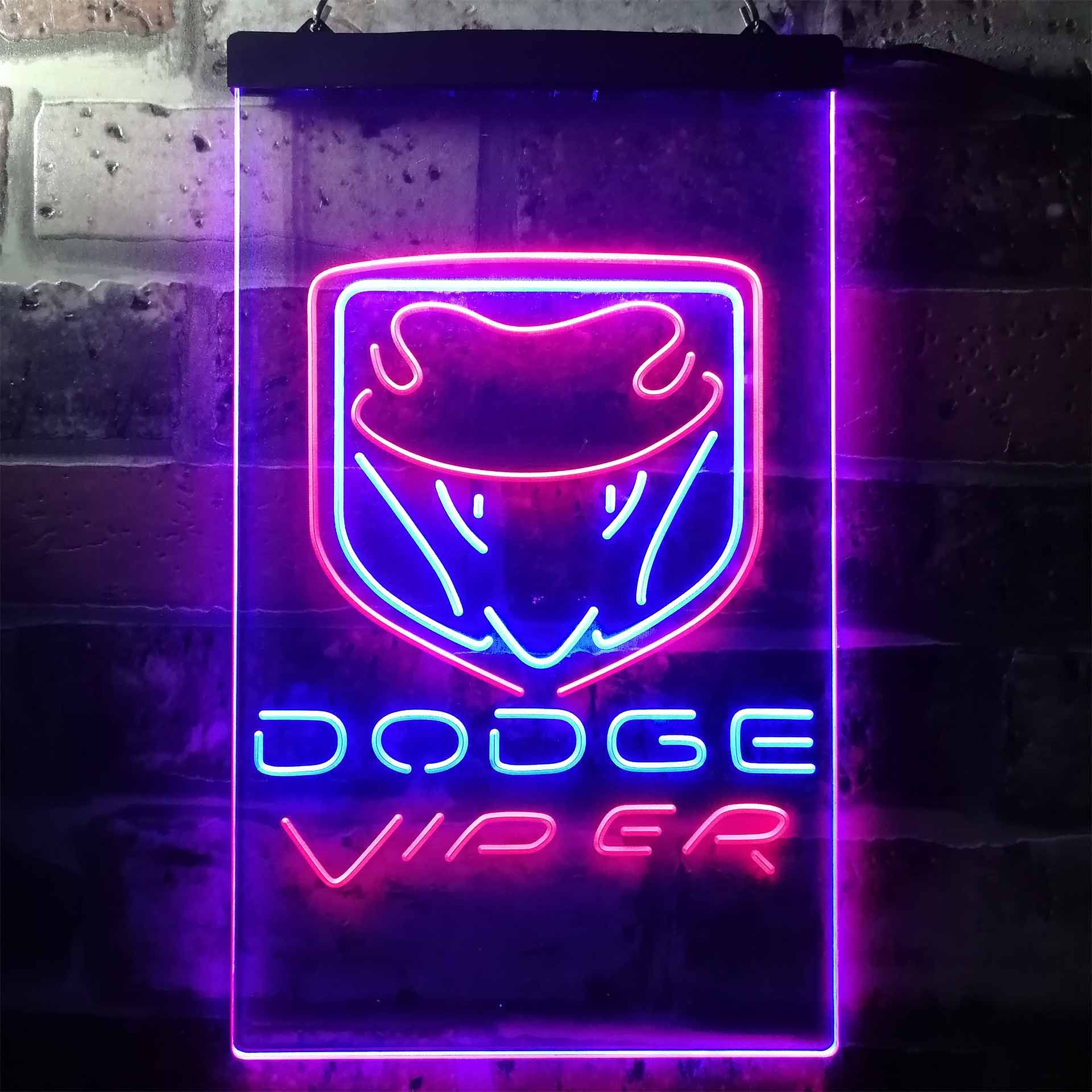 Dodge Viper Fangs 2 Dual LED Neon Light Sign